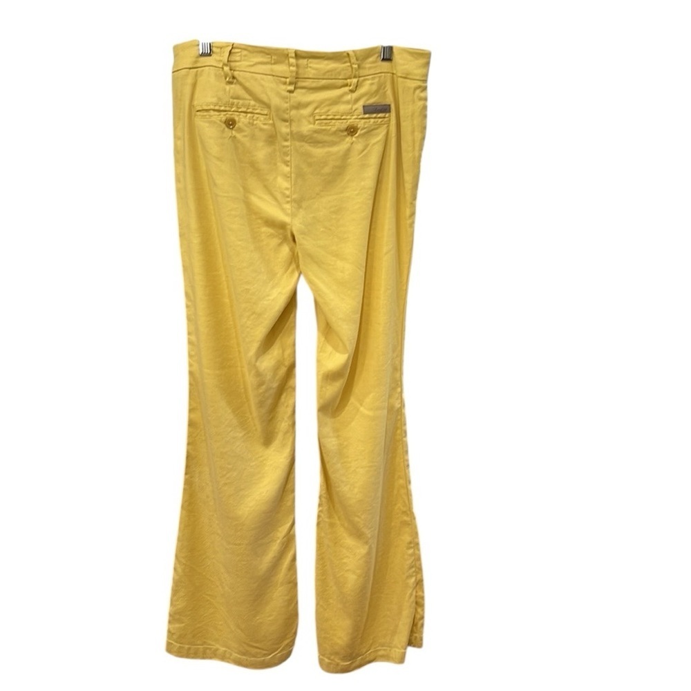 Anthropologie Level 99 Newport Wide Leg Flared Mid Rise Pants SZ 28 Yellow - Picture 2 of 5